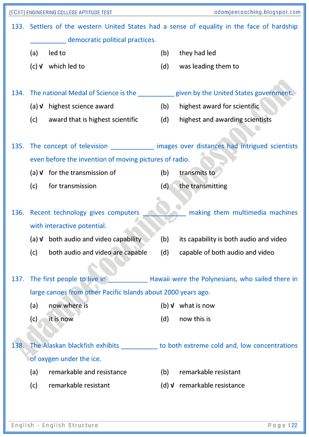 ecat-english-english-structure-mcqs-for-engineering-college-entry-test