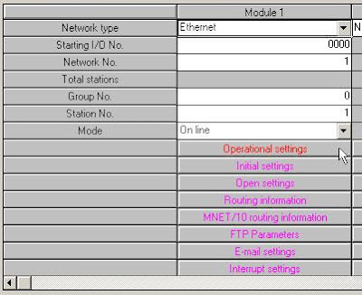 Operational Settings Network Parameter MELSECNET Ethernet GX Developer