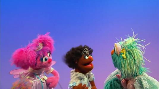 Sesame Street Episode 4518. Abby, Rosita and Segi realize they can play Cinderella, respectively.