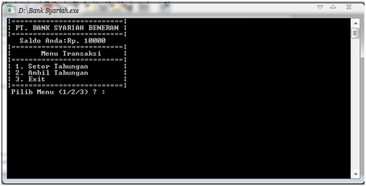 contoh program keperluan transaksi bank dengan c++