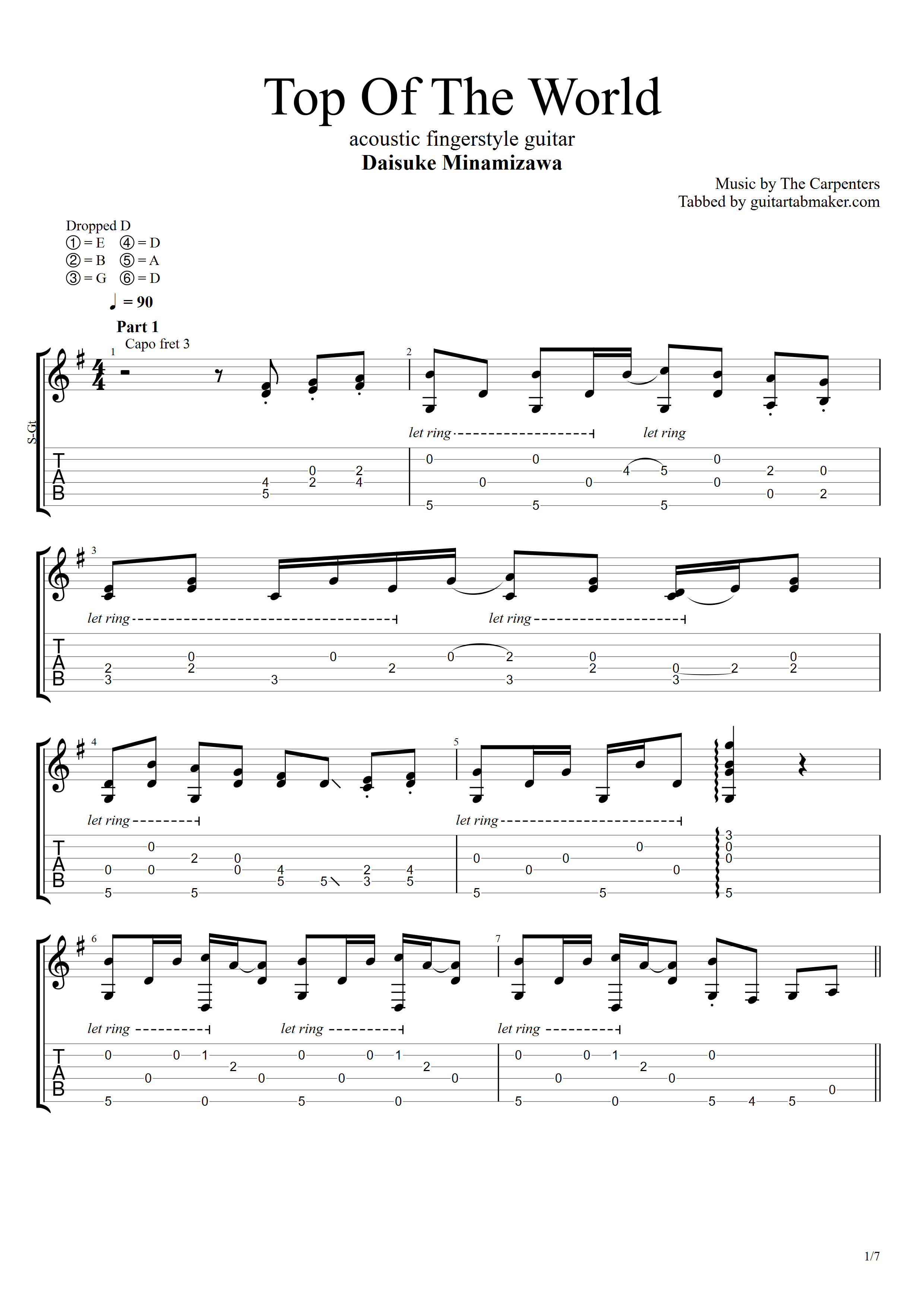 Top Of The World fingerstyle guitar TAB