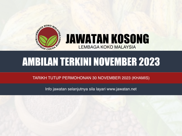 Jawatan Kosong Lembaga Koko Malaysia November 2023