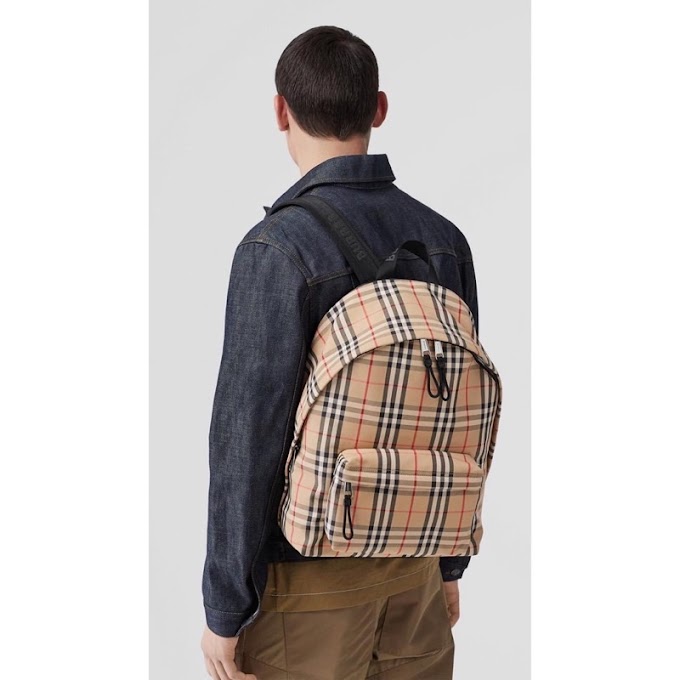 [ shopvuongtran ] BALO BU BER RY JETT VINTAGE CHECK BACKPACK SUPER