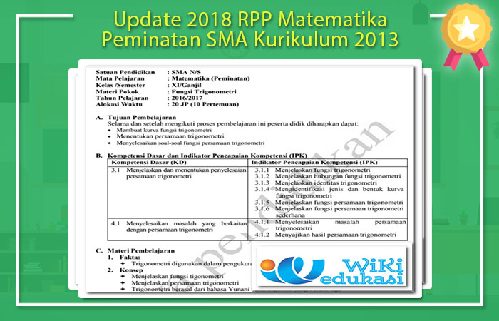 Update 2020 Rpp Matematika Peminatan Sma Kurikulum 2013 Idn Paperplane