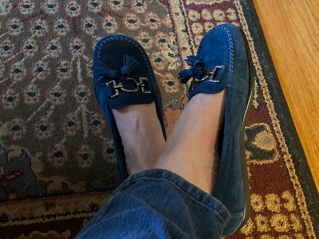 blue moccasin shoes by aerosole