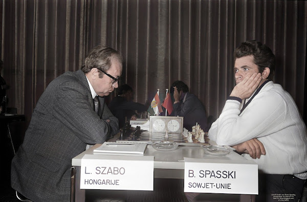 IBM chess tournament, Amsterdam. Boris Spassky (Soviet Union) and László Szabó (Hungary), July 20, 1973.