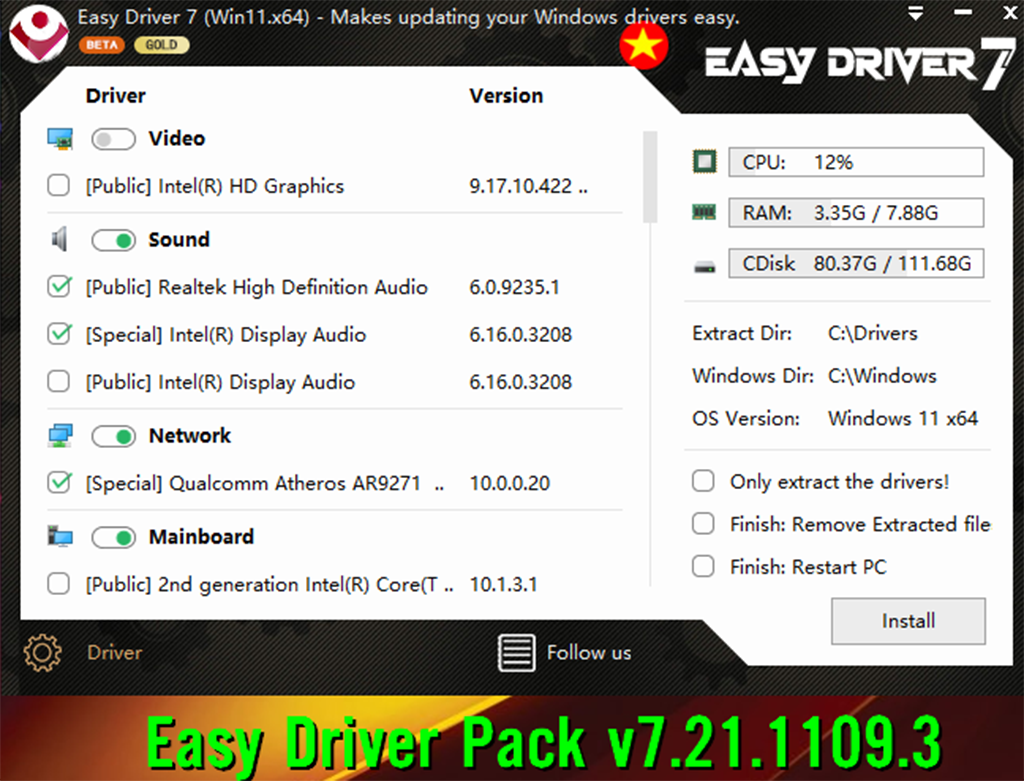 Easy Driver Pack v7.21.1109.3 ISO Multilange - Bộ Driver cho Windows