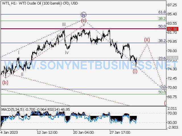 WTI Crude Oil : Elliott wave analysis and forecast for 03.02.2023 – 10.02.2023