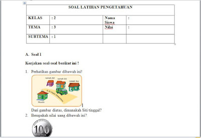  Ini kami posting khusus untuk Sekolah Dasar Soal  dengan Kunci Jawaban Kelas 2 Tema 3 Sub Tema 1, 2, 3 SD/MI Kurikulum 2013.doc