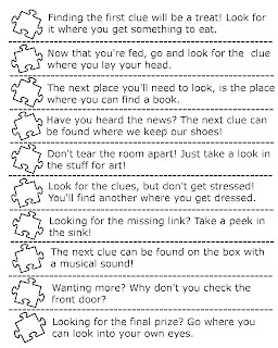 puzzle scavenger hunt clues printable