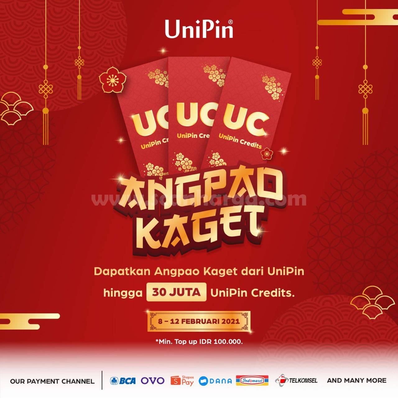 Promo UniPin ANGPAO KAGET! min. Top Up IDR 100.000