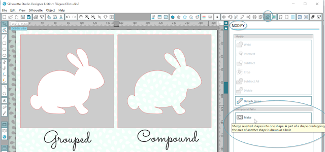 Difference Between Grouped Shapes and Make Compound Paths in Silhouette Studio.  Tutorial by Nadine Muir for Silhouette UK Blog