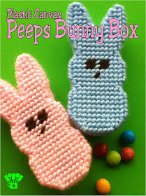 Easily make this fun Easter bunny peeps box for your Easter basket using plastic canvas and this free pattern.  It's fun, easy, and so sweet! #easter #plasticcanvas #easterpeeps #peepbunny #diypartymomblog