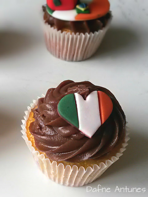 Cupcakes da Irlanda coração bandeira e mala - Irealand cupcakes - irish