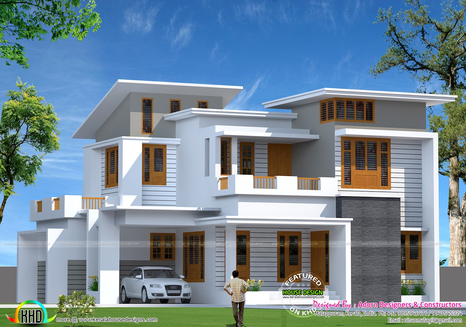  1800  square  feet  slanting roof mix home  Kerala home  