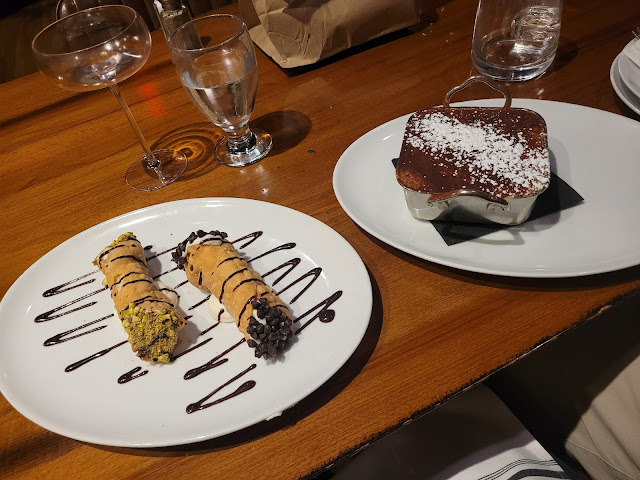 Cannoli and tiramisu at Pastaio, Royal Oak