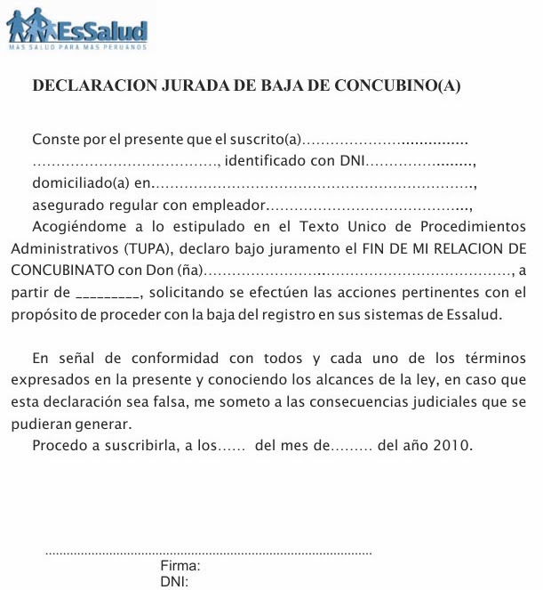 MODELO DE BAJA DE CONCUBINATO - TRAMITES Y REQUISITOS PARA 