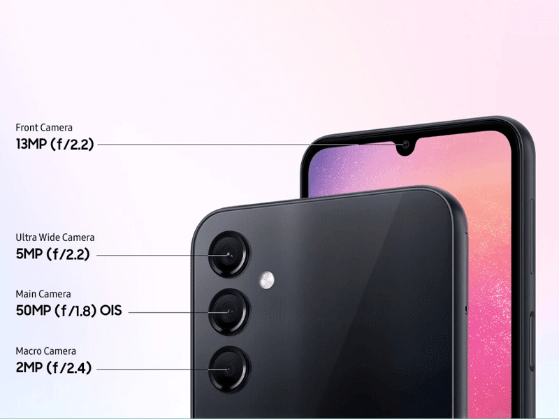 Samsung Galaxy A24 rear and front cameras