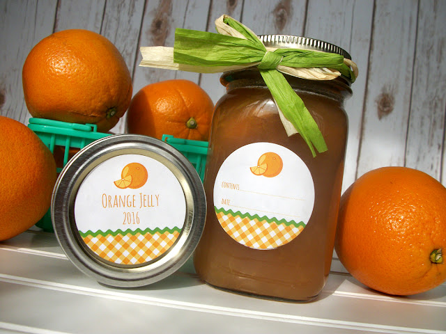 Gingham Orange Marmalade Canning Jar Labels