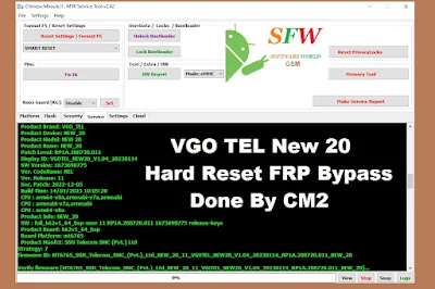 VGO TEL NEW 20 Hard Reset FRP Bypass CM2