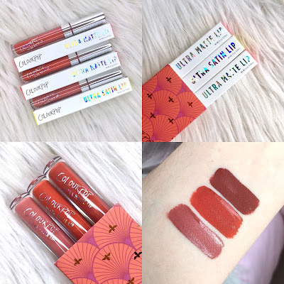 Colourpop Up and Away Bundle, Ultra Matte Lip in Mama, Ultra Matte Lip in Love Bug, Ultra Satin Lip in Calypso