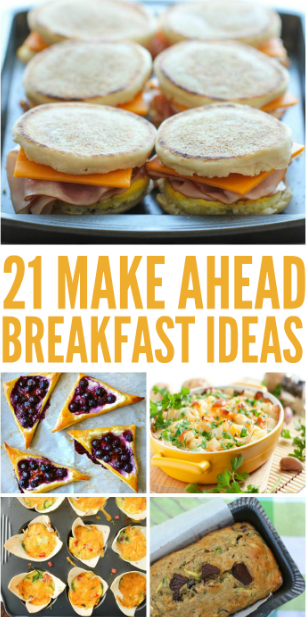 21 MAKE AHEAD BREAKFAST IDEAS For breakfast ideas, breakfast casserole, breakfast recipes, breakfast burritos and breakfast and brunch recipes.