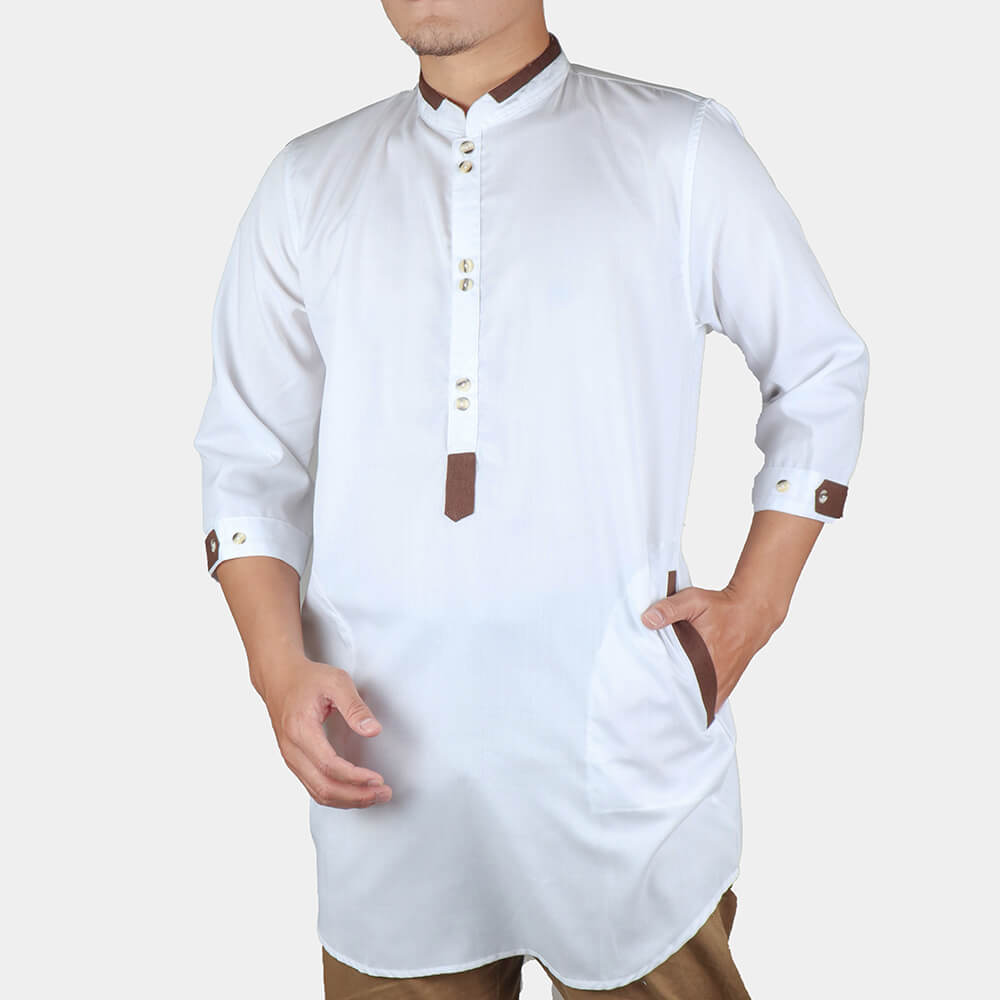  Baju  Koko  Pria Kurta Pakistan  Putih  VMOS 02