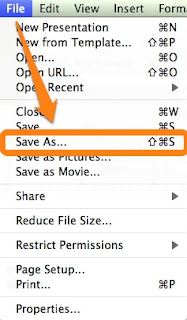 powerpoint for mac file menu save as button