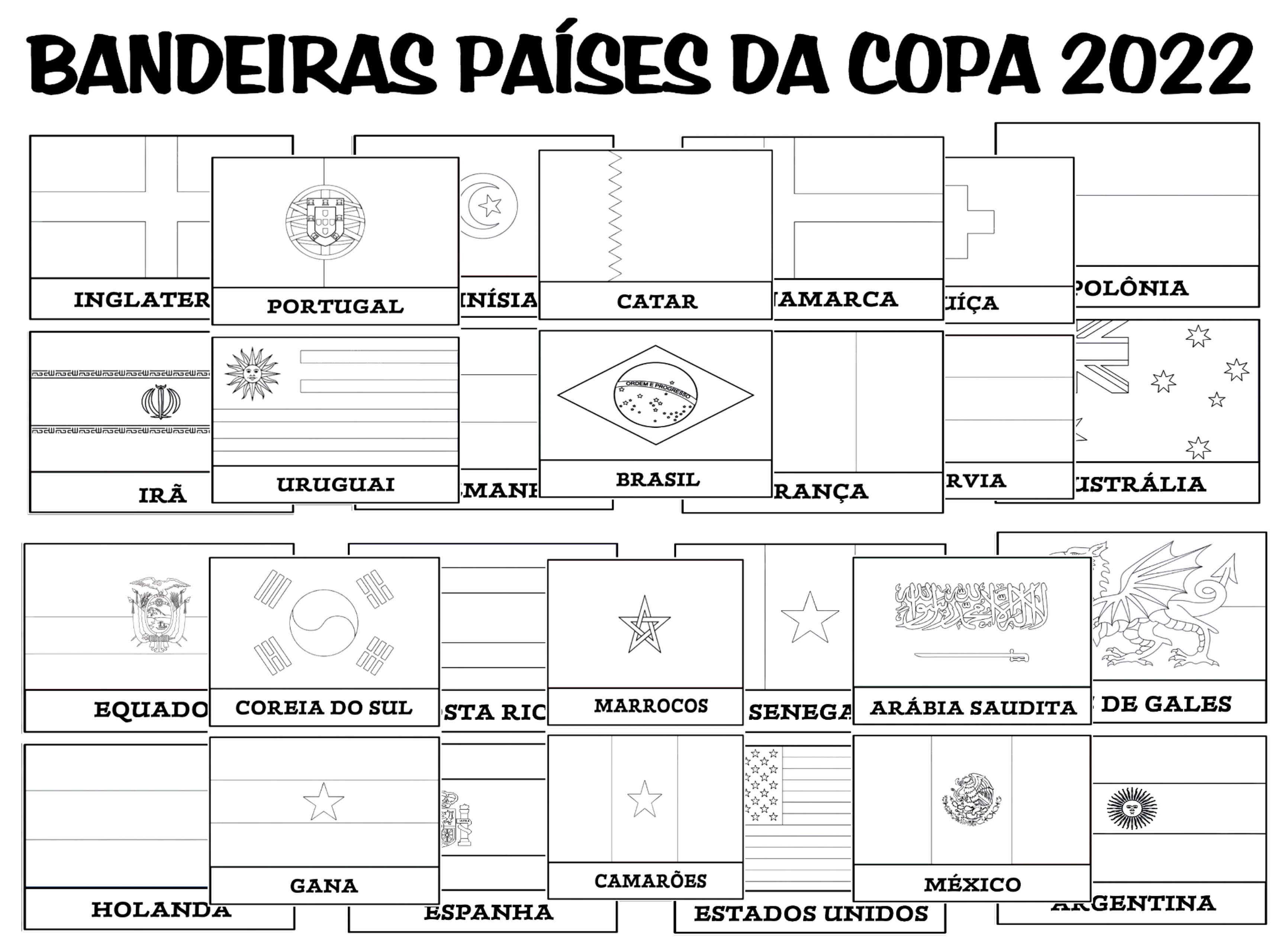 Álbum das Bandeiras para Colorir: Copa 2022 - Cantinho Ensinar