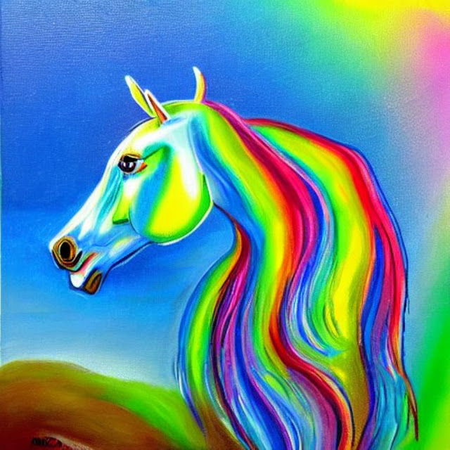 ART GALLERY - Art Drawing of a Horse Rainbow Wallpaper HD