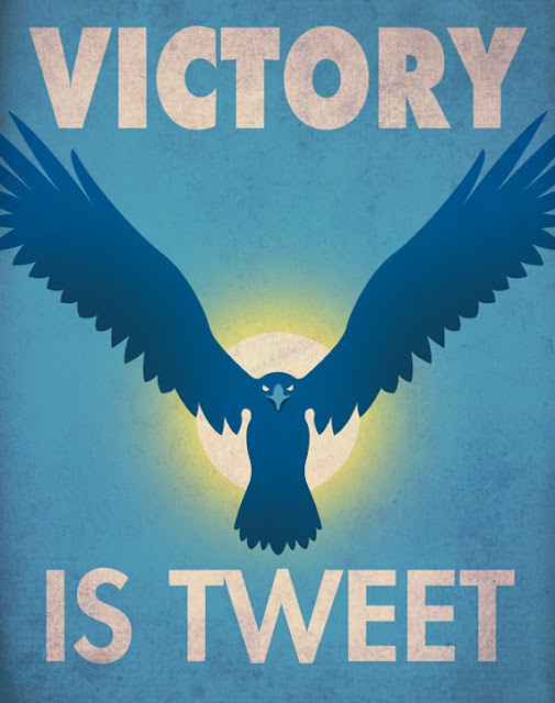 Social media propaganda posters from designer Aaron Wood