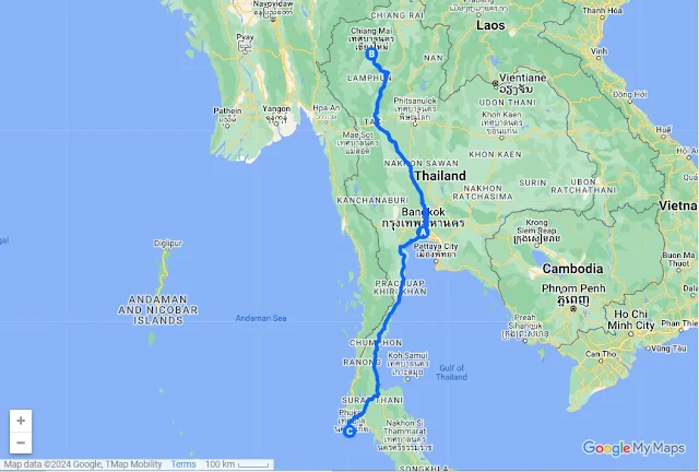 Thailand Itinerary Map