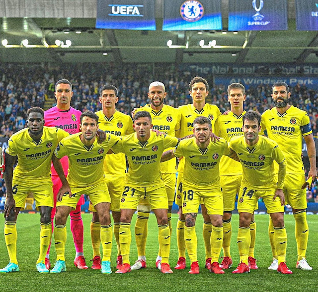 VILLARREAL C. F. Temporada 2021-22. Sergio Asenjo, Gerard Moreno, Capoue, Pau Torres, Foyth, Raúl Albiol. Dia, Pedraza, Yeremy Pino, Alberto Moreno, Manu Trigueros. CHELSEA F. C. 1 VILLARREAL C. F 1 (6-5 en los penaltis). 11/08/2021. Supercopa de la UEFA. Belfast, Irlanda del Norte, Windsork Park. GOLES: 1-0: 27’, Ziyech. 1-1: 73’, Gerard Moreno.