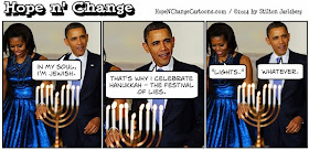 obama, obama jokes, political, humor, cartoon, conservative, hope n' change, hope and change, stilton jarlsberg, hanukkah, kwanzaa, cuba, jewish, soul