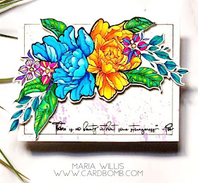 #mariawillis, #cardbomb, #card, #cardmaking, #handmade, #art, #arteza, #artezarealbrushpens, #flowers, #stamps, #ink, #paper, #craft, #simonsaysstamps, 