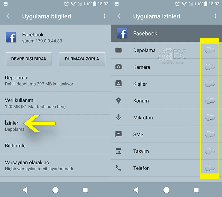 Android konum değiştirme