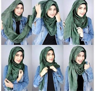 Tutorial hijab pashmina wajah bulat trendy