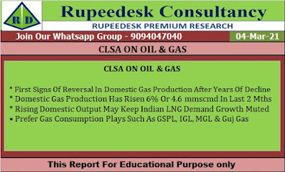 CLSA ON OIL & GAS - Rupeedesk Reports - 04.03.2021