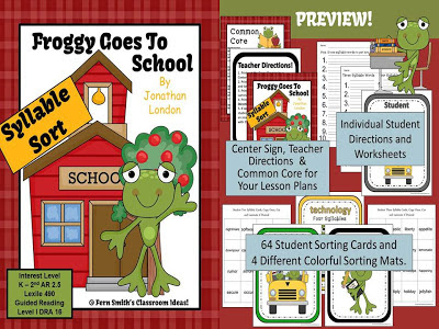 http://www.teacherspayteachers.com/Product/Syllable-Sort-Froggy-Goes-to-School-Book-Center-Game-759938