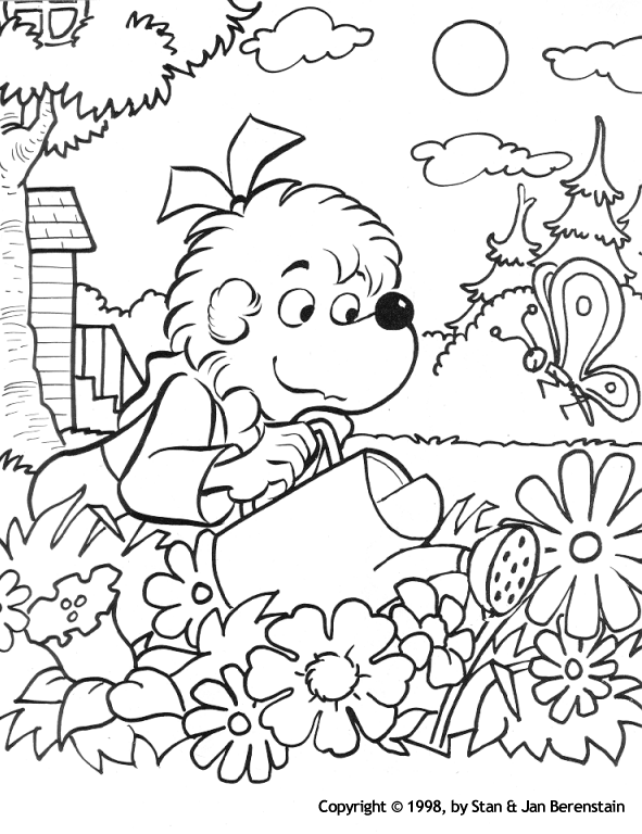 Download Coloring & Activity Pages: Sister Bear Watering the Garden ...