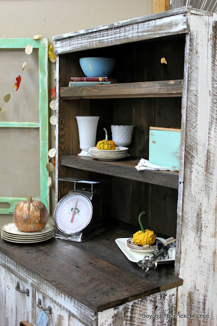 farmhouse, hutch, shelf, cabinet, barnwood, stain, http://goo.gl/EQu844