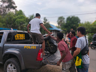 Lakalantas, Motor Vs Pick Up Terjadi di Jalan Lintas Tente Bima