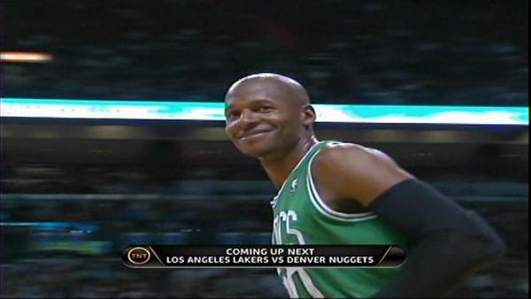 ray allen shooting a three pointer. 7 three pointers including