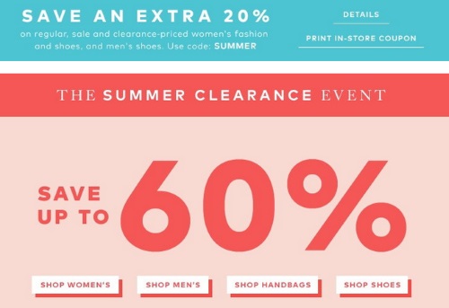 Hudson's Bay Summer Clearance Event Up To 60% + Extra 20% Off Promo Code