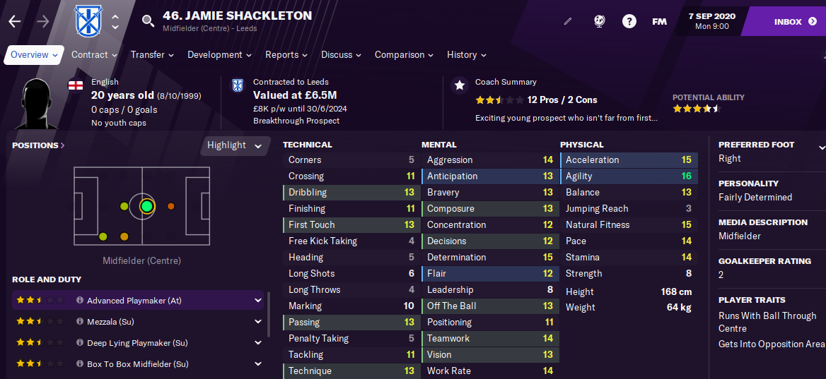 Jamie Shackleton Football Manager 2021