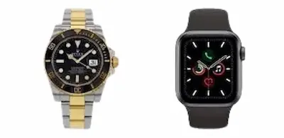 Picture of Rolex oyster perpetual vs. Apple Smart Watch