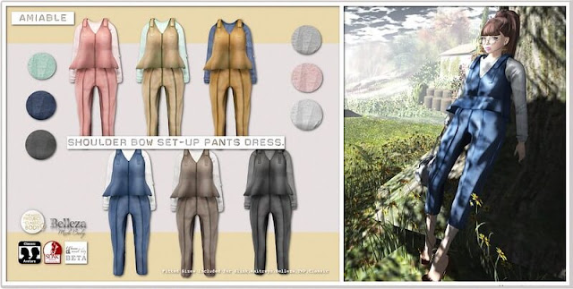 {amiable} Shoulder Bow Set-up Pants Dress@the Shiny Shabby(50%OFF SALE).