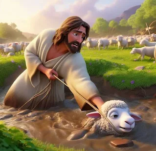 shepherd rescuing sheep from sinkking in mud (#gospel_poetry_spoken_word_lyrics #gospel_spoken_word_poetry #life_related_reality #poetic_gospel #gospel_poems)