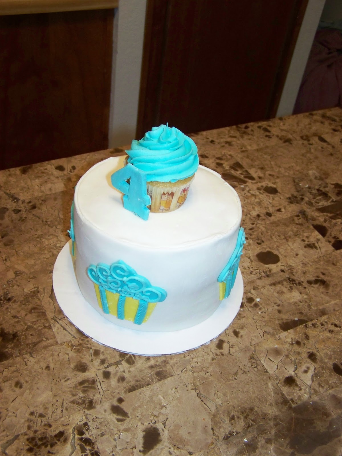 Blue & Brown Wedding Cake