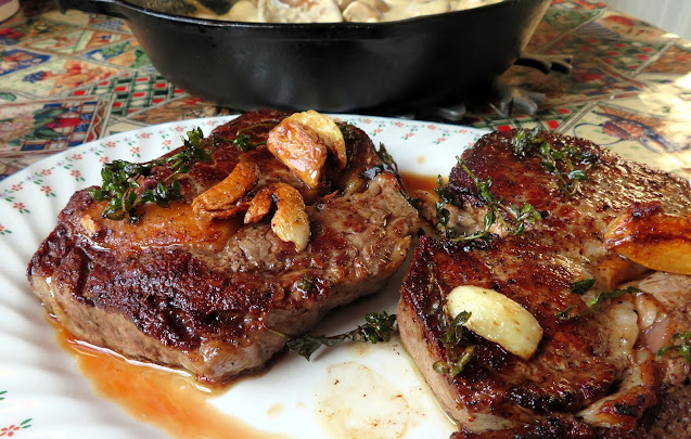 Garlic Butter Steak with  a Creamy Mushroom Sauce